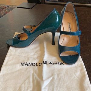 Manolo Blahnik open toed Mary Jane heels